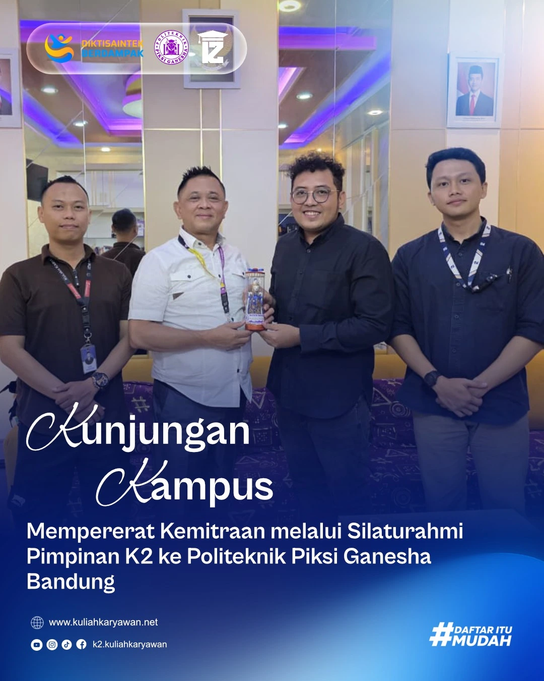 Kunjungan Silaturahmi Pimpinan K2 ke Politeknik Piksi Ganesha Bandung untuk Perkuat Kemitraan Strategis