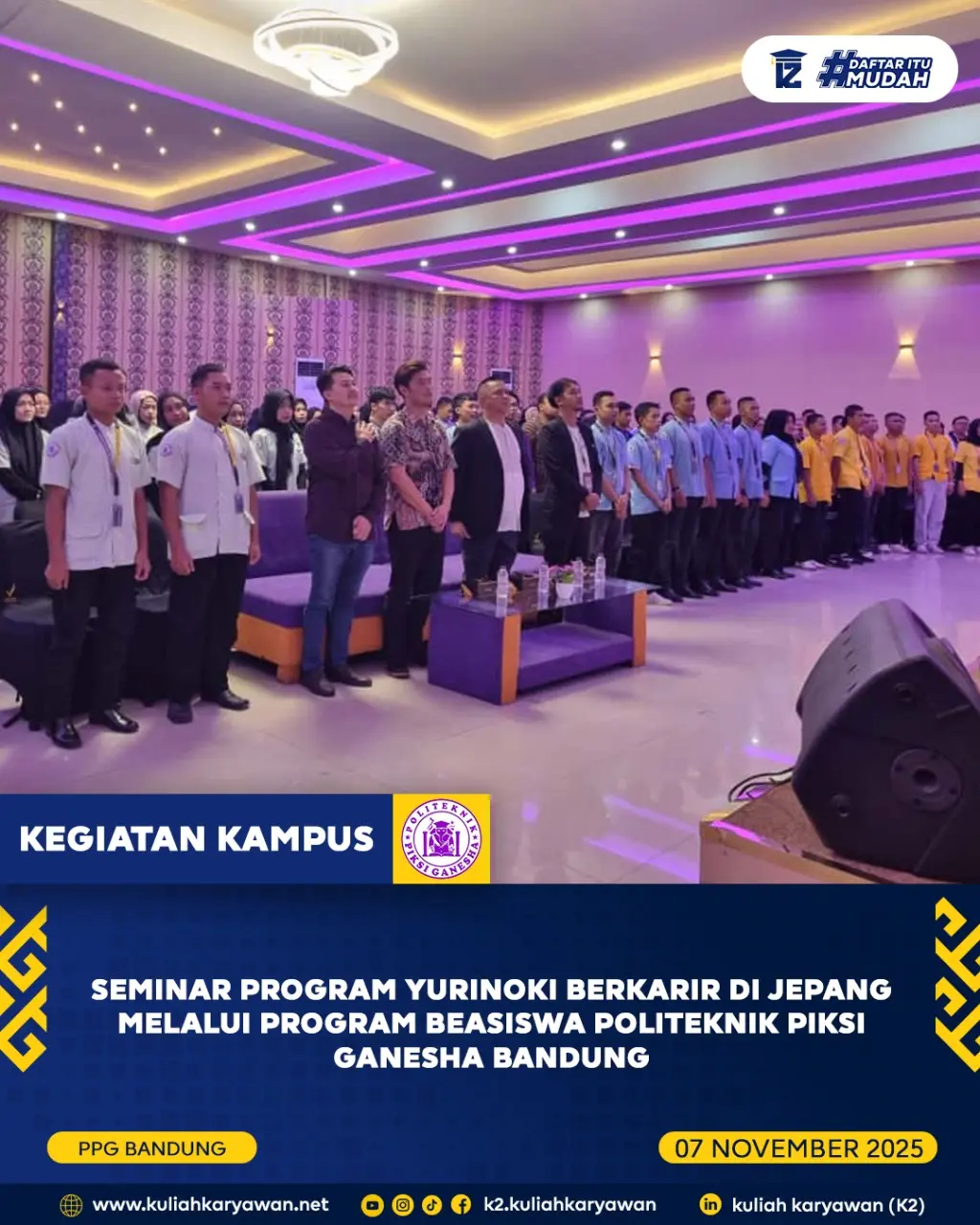 Politeknik Piksi Ganesha Bandung Gelar Seminar Program Yurinoki: Peluang Berkarir di Jepang Melalui Program Beasiswa
